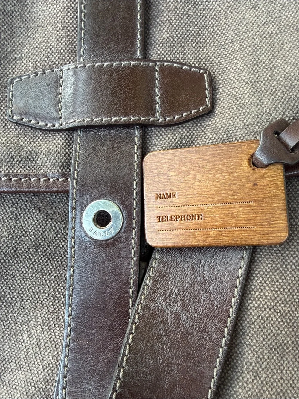 Bally Brown Canvas Messenger Bag with Dark Brown Leather Accents